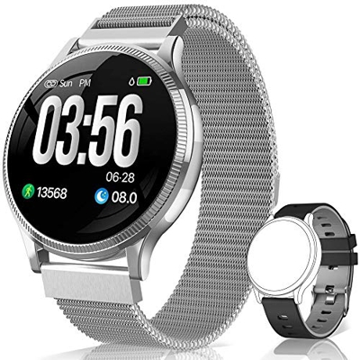 BANLVS Reloj Inteligente, Smartwatch IP67 1.22 Pulgadas Pulsómetro, Monitor de Sueño, Presión Arterial,Pulsera Actividad Inteligente para Android iOS
