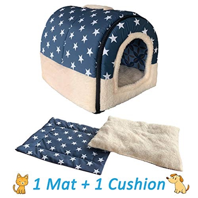 ANPI 2 en 1 Casa y Sofá para Mascotas, Lavable a Máquina Casa Nido Cueva Cama de Perro Gato Puppy Conejo Mascota Antideslizante Plegable Suave Calenta