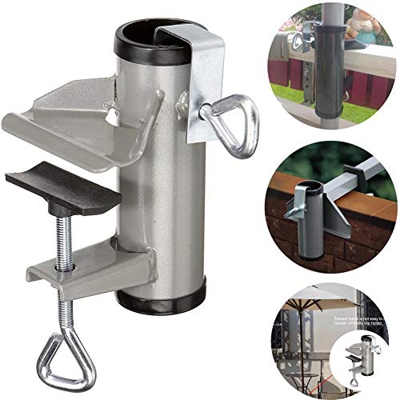 Portasombrilla Balustrade de balcón – Clip de fijación de sombrilla de jardín no fácil de oxidar, soporte de soporte de terraza de sombrilla, apto par