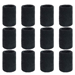 Muñequeras Deportivas 12pcs Sweatband 4 Pulgadas Suave Muñequera Sudor Pulsera Elásticas Muñequera Toalla Negro para Fútbol Baloncesto Running Deporte precio