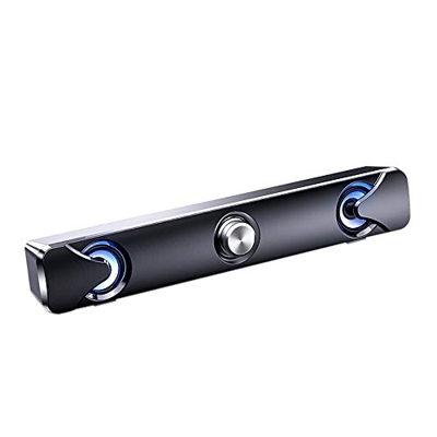 Docooler SADA V110 Barras de Sonido，Altavoces para computadora con luz LED Cable de Audio de 3,5 mm，Mini Altavoz de Alimentado por USB, para TV PC Tel