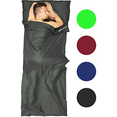 Fit-Flip Sábana Saco de Dormir térmico, Sábana de Viaje, Saco sábana para Adultos, Saco de Dormir de algodón con Cremallera - Apertura a la Derecha - 