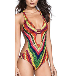 LANSKIRT Bañadores Push Up Mujer Trikini Bikini de Una Pieza con Vendaje Monokini Traje de Baño Bohemios Modernas Elasticos Biquini Vikinis precio