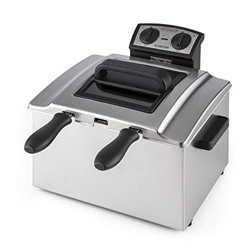 Klarstein QuickPro XXL 3000 Freidora - Tanque 5 L, Potencia 3000 W, Temperatura regulable, Hasta 190 °C, Temporizador, Visor en tapa, 3 x mangos, 3 x  en oferta