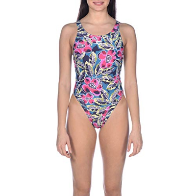 Arena W Swim Tech One Piece Bañador Deportivo Mujer Tropical Sketch, Green-Multi, 42