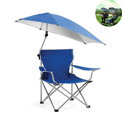 JIASHU - Sombrilla para exterior sobre el agua, silla plegable de playa para Capitán, ajuste multiángulo, con paraguas extraíble y funda para piscina