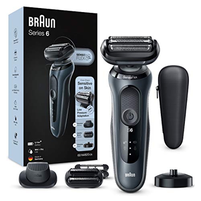 Braun Series 6 60-N4820cs Afeitadora Eléctrica, máquina de afeitar barba hombre de lámina, Con Base De Carga, 2 Accesorios, EasyClick, Uso En Seco Y M