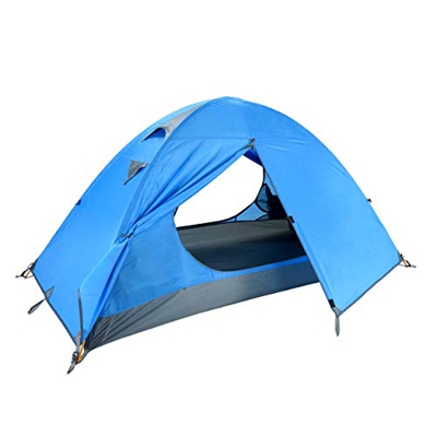 Azarxis Tienda de Campaña para 2 Personas Impermeable Doble Capa Carpa Ligera Acampar al Aire Libre (Azul - 1 Adulto)