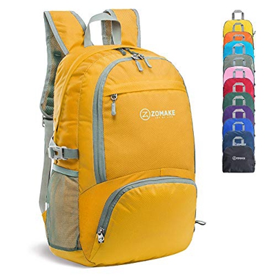 ZOMAKE 30L Ligera Mochila Plegable de Senderismo Excursión Deportes, Mochilas Pequeña Impermeable para Mujer Hombre Viaje(Amarillo)