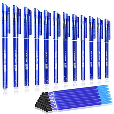 Boligrafos Borrables,BBLIKE Plumas de fricción 12PCS Rollerball borrable y 20 recambios de bolígrafo, más pinceles de tinta más bolígrafos de tinta de