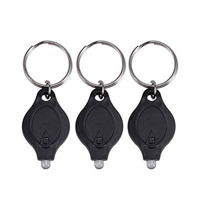 LIOOBO 3 PCS Llavero con luz LED Mini Linterna de plástico Antorcha Brillante Antorcha de luz (Negro)