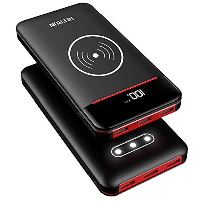RLERON Powerbank 25000mAh Cargador Portátil Inalámbrico Batería Externa, Ultra Alta Capacidad Power Bank con 2 Entradas, 3 Puertos y 3 luces LED para 