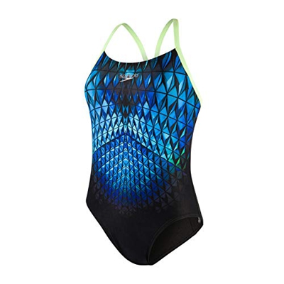 Speedo Echomirror Placement Digital Rippleback Traje de Baño, Mujer, Multicolor (Black/Green/Blue), 38 (ES 44)