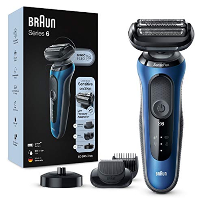 Braun Series 6 60-B4500cs Afeitadora Eléctrica, máquina de afeitar barba hombre de Lámina con Base de Carga, Recortadora de Barba, Uso en Seco y Mojad