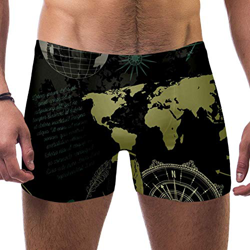 TIZORAX - Bañador para hombre, diseño de mapa del mundo, brújula náutica Multicolor multicolor L en oferta