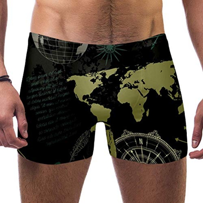 TIZORAX - Bañador para hombre, diseño de mapa del mundo, brújula náutica Multicolor multicolor L