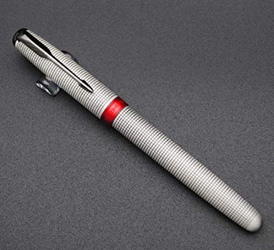 JINHAO 75 HongYun - Pluma estilográfica para regalo (plateado con punta fina roja)