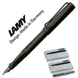 Lamy Safari – Pluma estilográfica, color tierra de sombra mate, pluma estilográfica F, color Umbra F Mit schwarzen Patronen en oferta