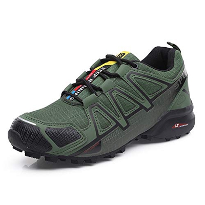Zapatillas Trekking Hombre Zapatillas Senderismo Antideslizante Transpirable Zapatillas de Deporte Al Aire Libre Verde 41a