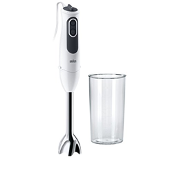 Braun Minipimer 3v MQ3100WH Smoothie - Batidora de mano eléctrica, anti-salpicaduras, powerbell plus, brazo de metal, vaso medidor de 600 ml, 750 w, 1 precio