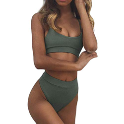 Mamasitaa Bikini Verde Militar Mujer 2019 Bañador Traje de baño Alta Cintura Acolchado en oferta