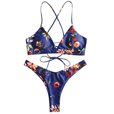 ZAFUL - Traje de baño acolchado para mujer Azul profundo. S