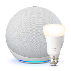 Echo (4.ª generación), Blanco + Philips Hue White Bombilla LED E27 en oferta