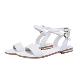 Mujeres Sandalias de tacón Cuadrado Correa con Hebilla de Verano Tobillo Cruzado Peep-Toe Espalda Abierta Ocio Vacaciones Playa Zapatos Planos Mujer precio