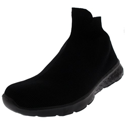 Mujer Ligero Calcetín Ponerse para Caminar Deporte Corriendo Tejido De Punto Entrenadores - Negro/Negro - UK6/EU39 - BS0154 características