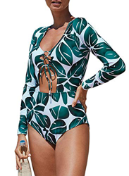 Fiyote - Bañador para mujer, 1 pieza, estampado bohemio, monokini color liso, estilo diferente, S-2XL C-vert S en oferta