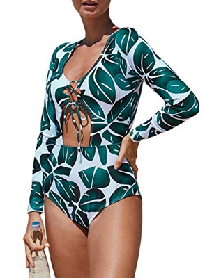 Fiyote - Bañador para mujer, 1 pieza, estampado bohemio, monokini color liso, estilo diferente, S-2XL C-vert S