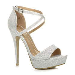 Mujeres tacón Alto Plataforma Fiesta Noche Boda Zapatos de Punta Abierta Sandalias de Tiras Cruzado número 5 38 precio