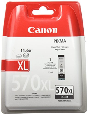 Canon PGI-570XL Cartucho de tinta BK para Impresora de Inyeccion Pixma TS5050,5055,5053,5051,6050,6052,6051,8050,8053,8052,8051,9055,9050-MG5750,5751,