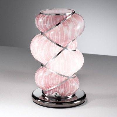 Lámpara de mesa Orione con acero inoxidable, rosa