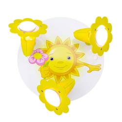 Plafón Sol con flor 3 luces, amarillo-blanco en oferta