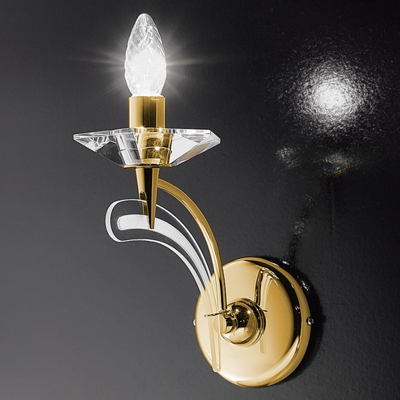 Lámpara de pared ICARO 1 luz, vidrio cristal, oro