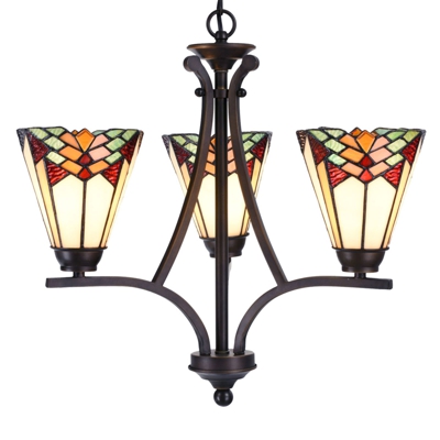 Lámpara de araña 5967, 3 luces estilo Tiffany