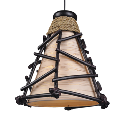 Lámpara colgante decorativa Romy con madera en oferta