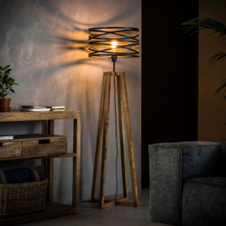 Lámpara de pie Crossround de madera y metal en oferta