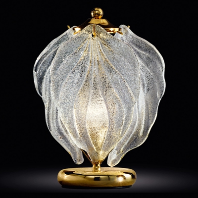 Lámpara de mesa de vidrio Foglie de vidrio Murano