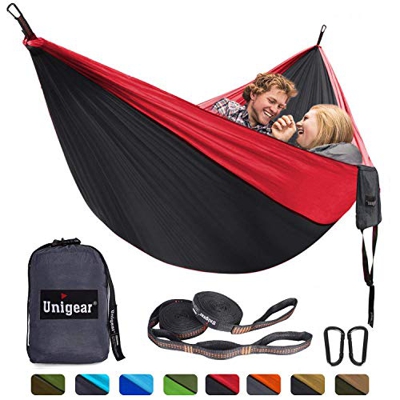 Unigear Hamaca para Acampar 320 x 200 cm para 2 Personas, Hamaca Aoble Portátil Ligera de Nylon Paracaídas con Correas para Mochilero, Camping, Viajes