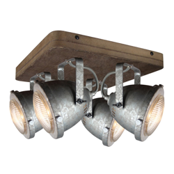 Lámpara de techo Woody, galvanizada, 4 luces precio