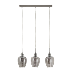 Lámpara colgante Blues, 3 luces, gris humo en oferta