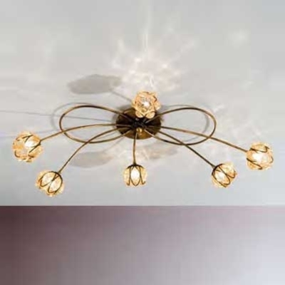 Plafón FLORA, fabricado a mano, 6 luces
