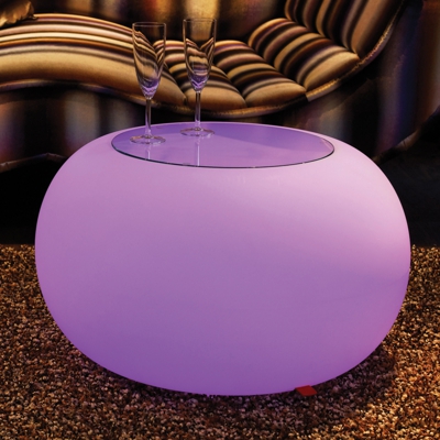 Mesa BUBBLE Indoor LED RGB + placa de cristal