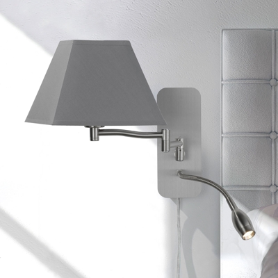 Aplique textil Hotel, brazo de lectura LED, gris