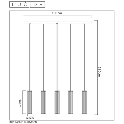 Lámpara colgante lineal Lionel con 5 pantallas