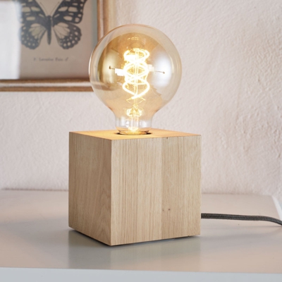 Lámpara mesa Trongo, cubo aceitado cable antracita