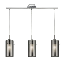 Lámpara colgante Duo 2 humo/cromo larga 3 luces en oferta