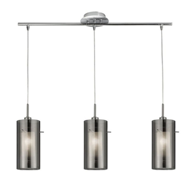 Lámpara colgante Duo 2 humo/cromo larga 3 luces